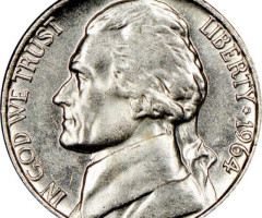 Монета Jefferson Nickel, 5 центів 1964, США, США