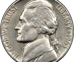 Монета Jefferson Nickel, 5 центів 1963, США, США