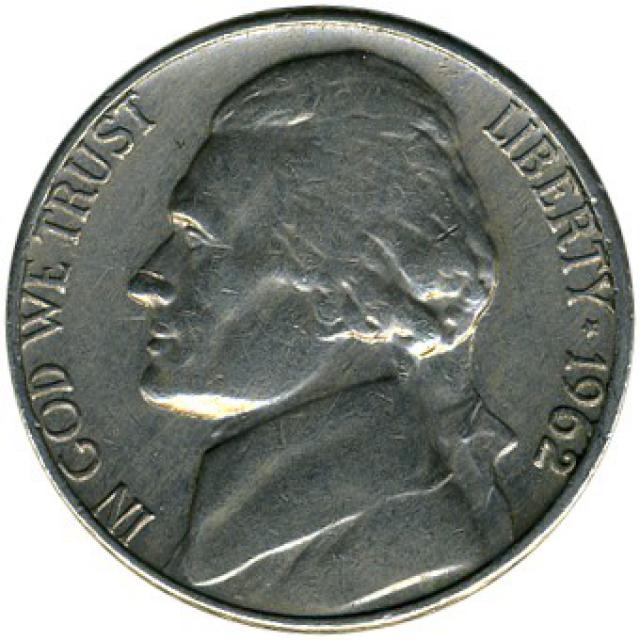 Монета Jefferson Nickel, 5 центів 1962, США, США