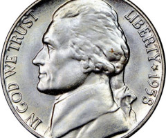 Монета Jefferson Nickel, 5 центів 1958, США, США