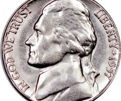 Монета Jefferson Nickel, 5 центів 1957, США, США