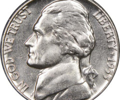 Монета Jefferson Nickel, 5 центів 1955, США, США