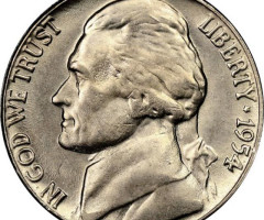 Монета Jefferson Nickel, 5 центів 1954, США, США