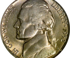 Монета Jefferson Nickel, 5 центів 1952, США, США