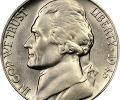 Монета Jefferson Nickel, 5 центів 1946, США, США