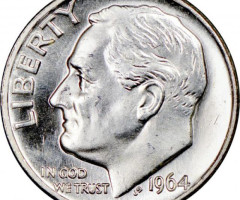 Монета Silver Roosevelt Dime, 1 дайм 1964, США, США