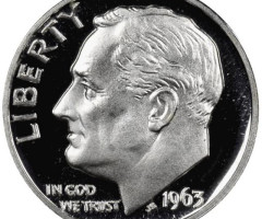 Монета Silver Roosevelt Dime, 1 дайм 1963, США, США