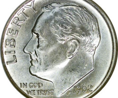Монета Silver Roosevelt Dime, 1 дайм 1962, США, США