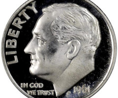 Монета Silver Roosevelt Dime, 1 дайм 1961, США, США