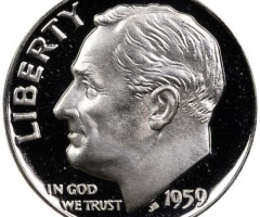 Монета Silver Roosevelt Dime, 1 дайм 1959, США, США