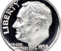 Монета Silver Roosevelt Dime, 1 дайм 1958, США, США
