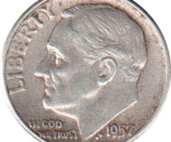Монета Silver Roosevelt Dime, 1 дайм 1957, США, США