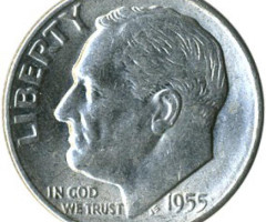 Монета Silver Roosevelt Dime, 1 дайм 1955, США, США