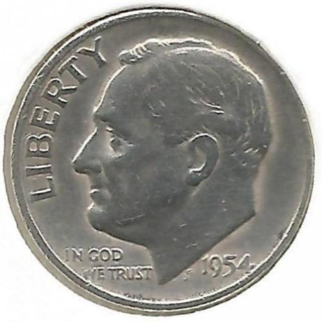 Монета Silver Roosevelt Dime, 1 дайм 1954, США, США