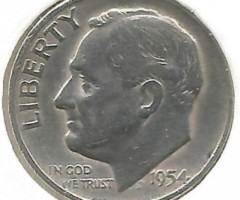 Монета Silver Roosevelt Dime, 1 дайм 1954, США, США