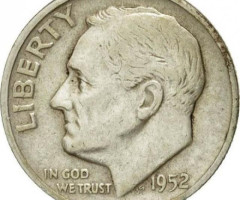 Монета Silver Roosevelt Dime, 1 дайм 1952, США, США