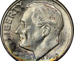 Монета Silver Roosevelt Dime, 1 дайм 1949, США, США