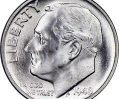 Монета Silver Roosevelt Dime, 1 дайм 1948, США, США