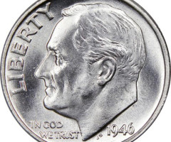 Монета Silver Roosevelt Dime, 1 дайм 1946, США, США