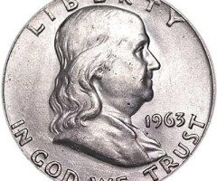 Монета Franklin Half Dollar, ½ долара 1963, США, США
