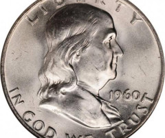 Монета Franklin Half Dollar, ½ долара 1960, США, США