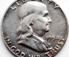 Монета Franklin Half Dollar, ½ долара 1954, США, США