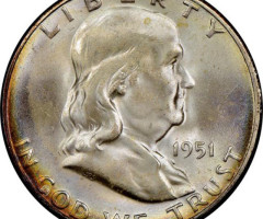 Монета Franklin Half Dollar, ½ долара 1951, США, США