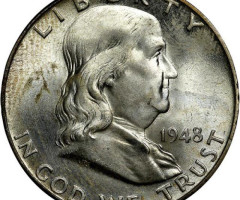 Монета Franklin Half Dollar, ½ долара 1948, США, США