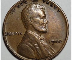 Монета Wheat Penny, Лінкольн, 1 цент 1942, США, США