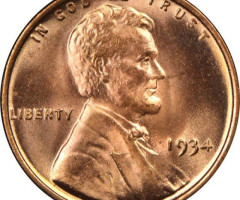 Монета Wheat Penny, Лінкольн, 1 цент 1934, США, США