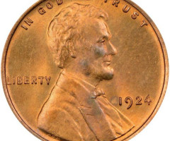 Монета Wheat Penny, Лінкольн, 1 цент 1924, США, США