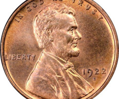 Монета Wheat Penny, Лінкольн, 1 цент 1922, США, США