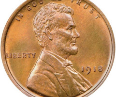 Монета Wheat Penny, Лінкольн, 1 цент 1918, США, США