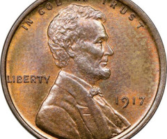 Монета Wheat Penny, Лінкольн, 1 цент 1917, США, США