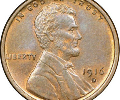 Монета Wheat Penny, Лінкольн, 1 цент 1916, США, США