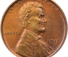Монета Wheat Penny, Лінкольн, 1 цент 1910, США, США