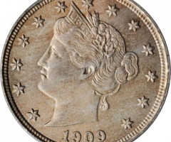 Монета Liberty Nickel, 5 центів 1909, США, США