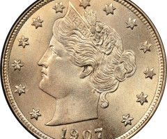 Монета Liberty Nickel, 5 центів 1907, США, США