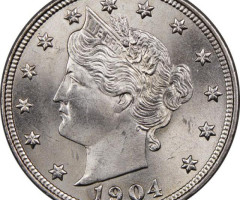 Монета Liberty Nickel, 5 центів 1904, США, США