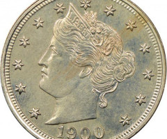 Монета Liberty Nickel, 5 центів 1900, США, США