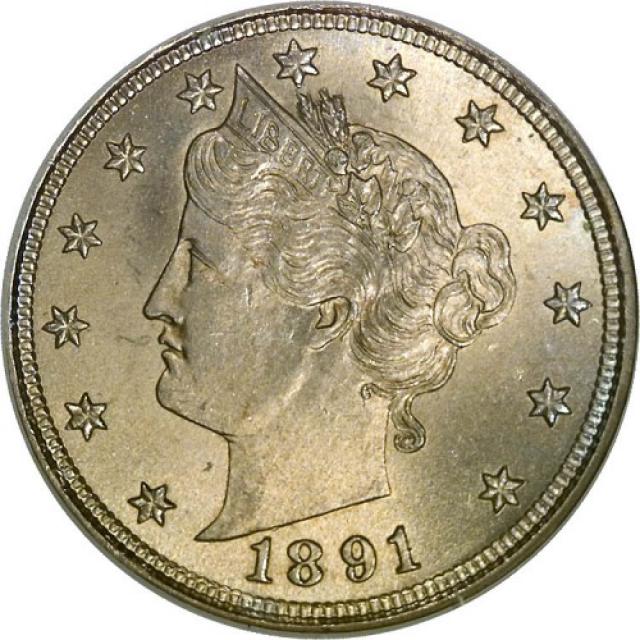Монета Liberty Nickel, 5 центів 1891, США, США