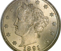 Монета Liberty Nickel, 5 центів 1891, США, США