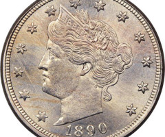 Монета Liberty Nickel, 5 центів 1890, США, США