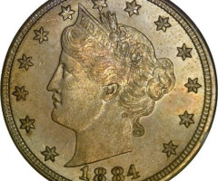 Монета Liberty Nickel, 5 центів 1884, США, США