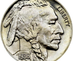 Монета Buffalo Nickel, 5 центів 1936, США, США