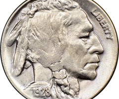 Монета Buffalo Nickel, 5 центів 1928, США, США