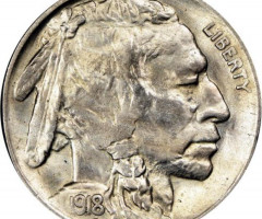 Монета Buffalo Nickel, 5 центів 1918, США, США