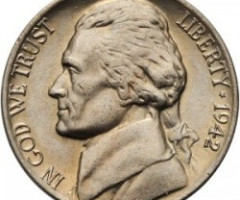 Монета Jefferson Nickel, 5 центів 1942, США, США