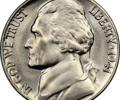 Монета Jefferson Nickel, 5 центів 1941, США, США