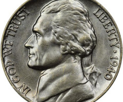 Монета Jefferson Nickel, 5 центів 1940, США, США